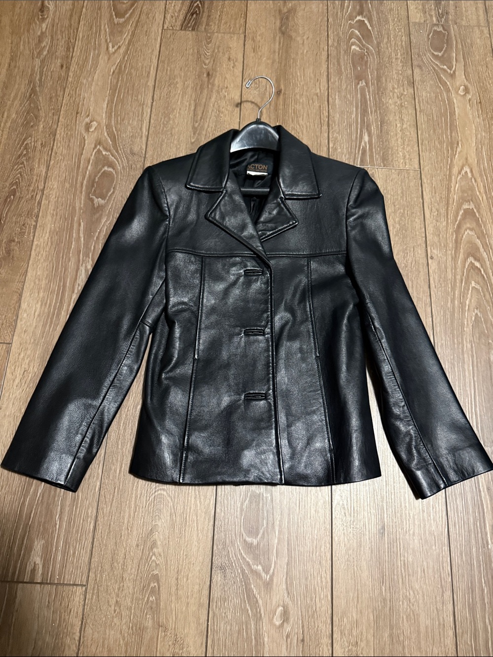 Women's Black Leather Blazer - Tailored Fit